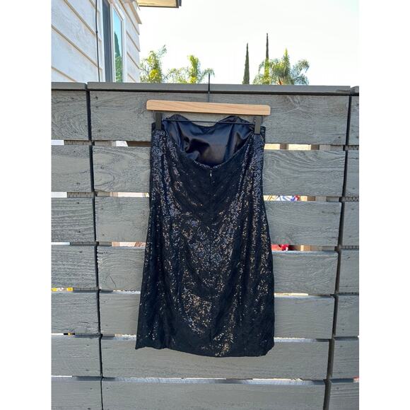 ABS Alan Schwartz sparkly sequin black strapless mini dress, sz 6 - Picture 2 of 6
